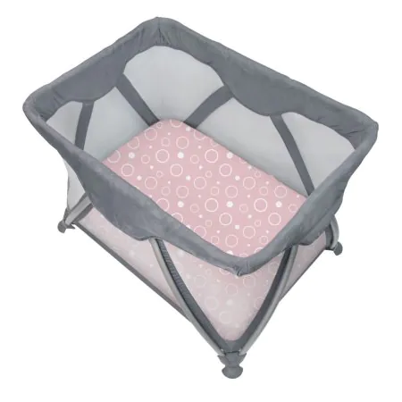 Kushies	Flannel Playpen Fitted Sheet - Pink Bubbles S345-B14	64408605816 Tjskids.com