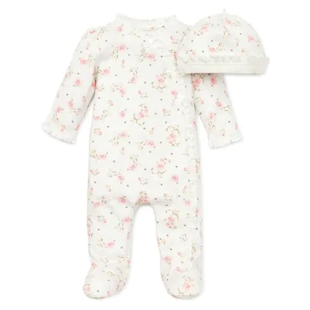 Little Me	Footie with Hat - Vintage Rose Tjskids.com