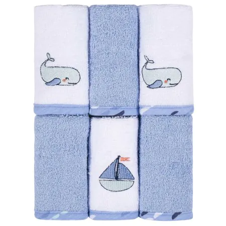 Koala Baby Terry Washcloth 6 Pack Blue - Whale