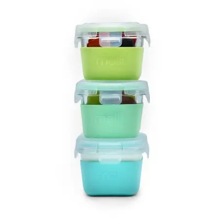 Melii Glass Container with Silicone Sleeve - Blue 25oz	16961 790693169619 Tjskids.com
