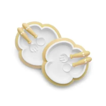 Baby Plate Spoon Fork Set - Powder Yellow