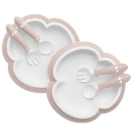 Baby Plate Spoon Fork Set - Powder Pink