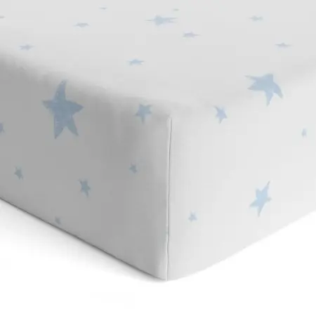 Flannel Mini Crib Sheet - Scrible Stars Blue