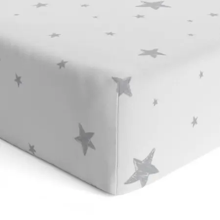 Flannel Mini Crib Sheet - Scrible Stars Grey