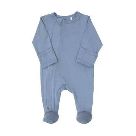 Zipper Footie - Steel Blue