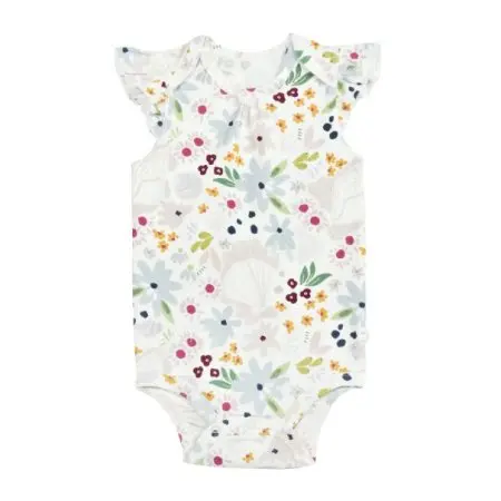 Girls Bodysuit in Tencel - Shell Floral 0 - 3 months