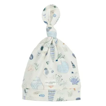 Top Knot Beanie Tencel - Seashells 0 - 6 months