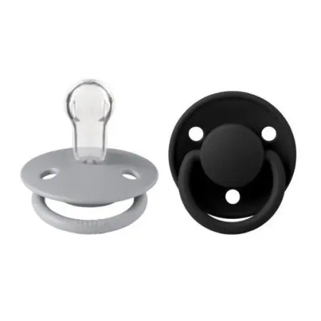 De Lux Silicone Pacifier 2 Pack 0-3yrs - Cloud/Black