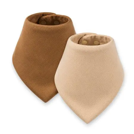 Kaffle Bandana Bib 2 Pack - Beige/Dark Brown