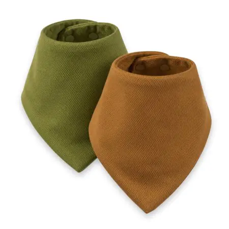 Kaffle Bandana Bib 2 Pack - Brown/Green