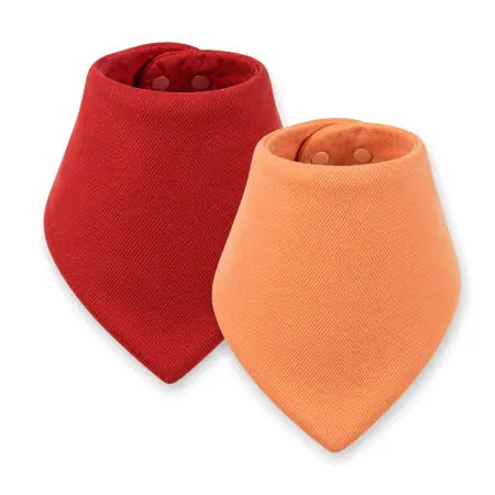Kaffle Bandana Bib 2 Pack - Peach/Burgundy