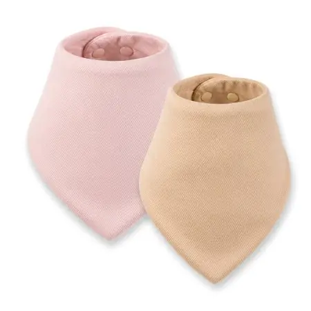 Kaffle Bandana Bib 2 Pack - Pink/Beige