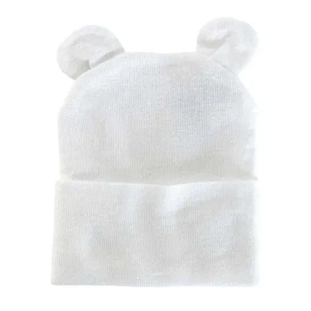 Kidcentral Baby Knitted Hat with Ears - White