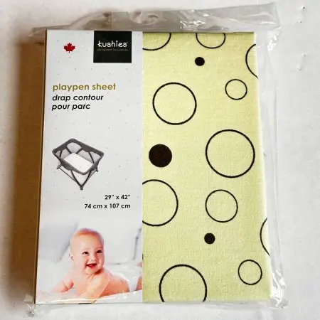 Kushies Flannel Playpen Fitted Sheet - Green Bubbles