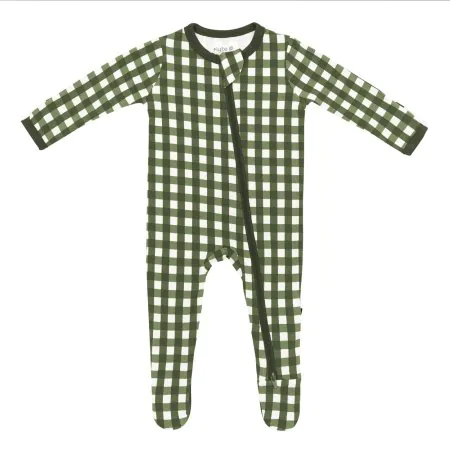 Kyte Baby Printed Zippered Footie - Gingham Fir