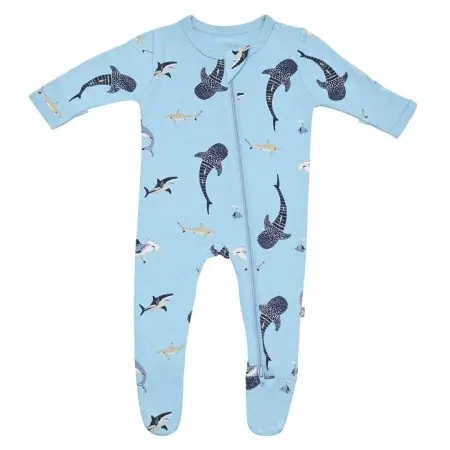 Kyte Baby Printed Zippered Footie - Stream Shark