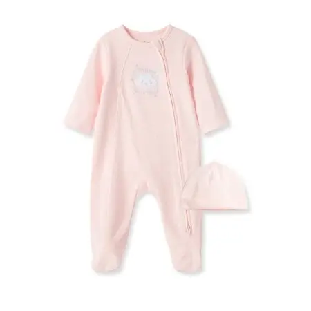 Little Me New World Girl Footie and Hat - Pink