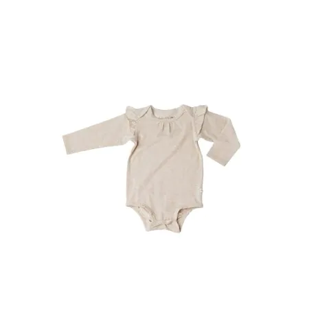 GirlS Long Sleeve Bodysuit In Tencel - Heather Oatmeal