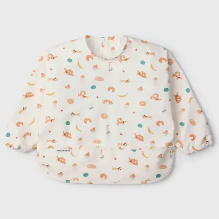 Loulou Lollipop Long Sleeve Waterproof Bib - French Breakfast LSBIBFBK 825754041327 Tjskids.com