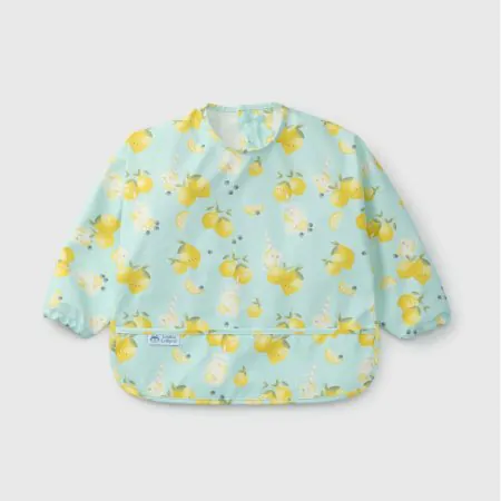 Loulou Lollipop Long Sleeve Waterproof Bib - Lemon Squeezy	LSBIBLMN 825754050343 Tjskids.com