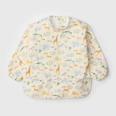 Loulou Lollipop Long Sleeve Waterproof Bib - Safari