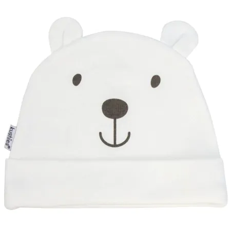 Kushies	Baby Hat w/Ears Cotton/Lycra  06m - White	A35106230 Tjskids.com