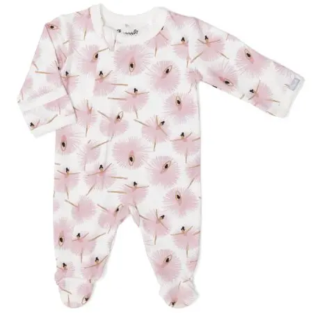 Coccoli	MODAL ZIPPER FOOTIE - BALLET ON CREAM Tjskids.com
