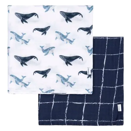 Gerber Muslin Blanket - 2pk - Coastal Calm GCW51024	13618469145 Tjskids.com