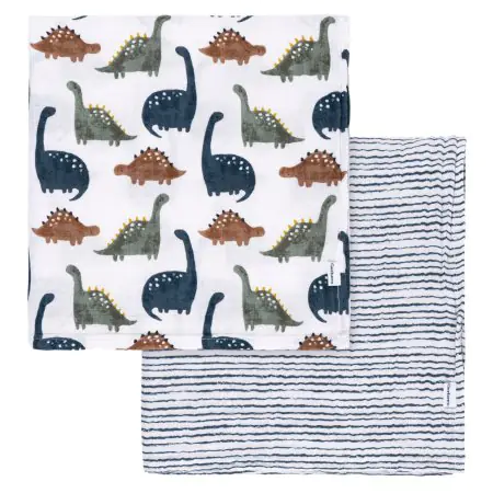 Gerber Muslin Blanket - 2pk - Dino Time	GCW51025	13618469152 Tjskids.com
