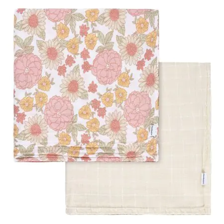 Gerber Muslin Blanket - 2pk - Retro Floral GCW51027	13618469176 Tjskids.com