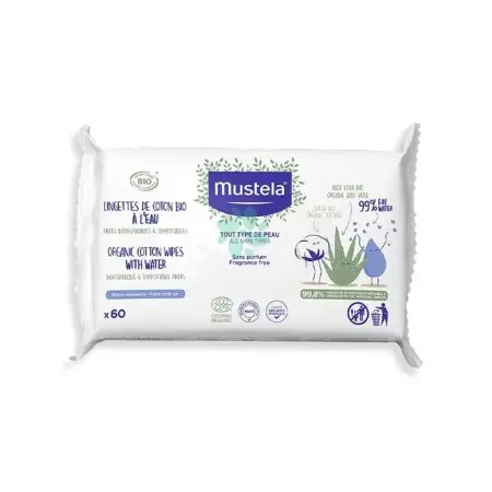 Organic Cotton Wipes with Water 60ct