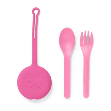 Omie Life OmiePod Spoon & Fork Set Bubble Pink 