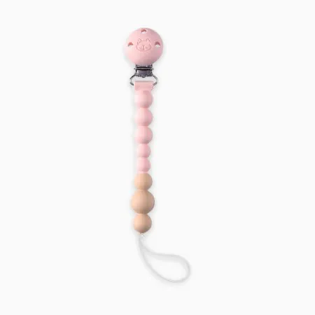 Loulou Lollipop Pacifier Clip - Pink Quartz SILCPOCQZ	825754049231 Tjskids.com