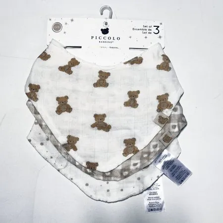 3 Pack Muslin Bandana Bibs - Beige