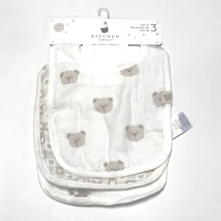 3 Pack Muslin Milk Bibs - White