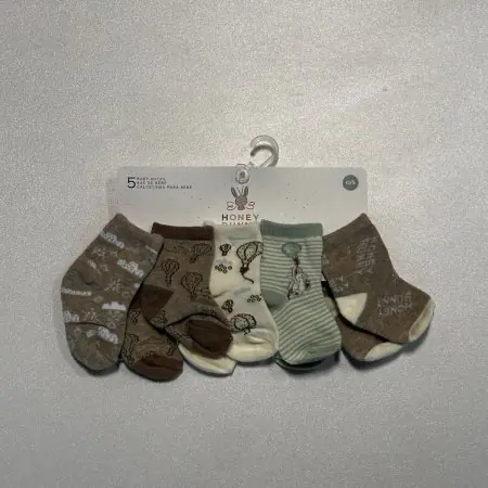 Honey Bunny 5 Pairs Socks Assorted Beige