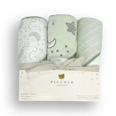 Piccolo Bambino 6 Pack Towel & Washcloth Set Green