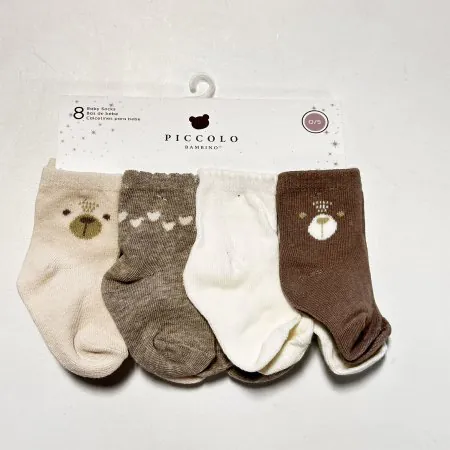 8 Pair of Woven Sock 0-12M - Beige