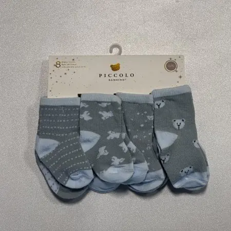 piccolo bambino 8 Pair of Woven Sock 0-12M - Blue