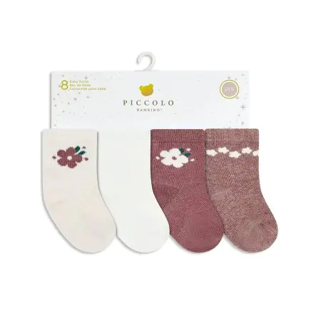 Piccolo Bambino 8 Pair of Woven Sock 0-12M - Pink
