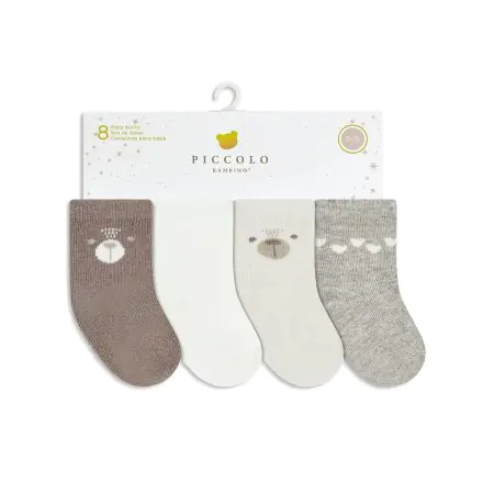 Piccolo Bambino 8 Pair of Woven Sock 0-12M - Beige
