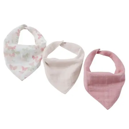 Piccolo Bambino Muslin Bandana Bibs 3 Pack - Pink
