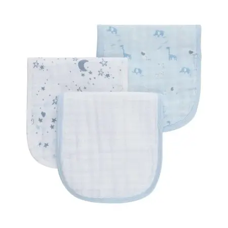 Muslin Burp Cloth 3 Pack - Blue