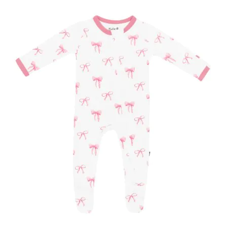 Kyte Baby Printed Zippered Footie Preemie - Bow	1911BOWS00 197841210733 Tjskids.com
