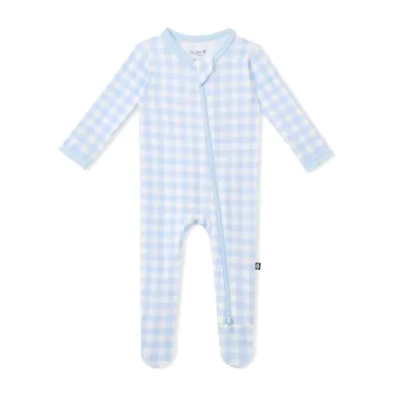 Kyte Baby Printed Zippered Footie - Gingham Breeze Tjskids.com