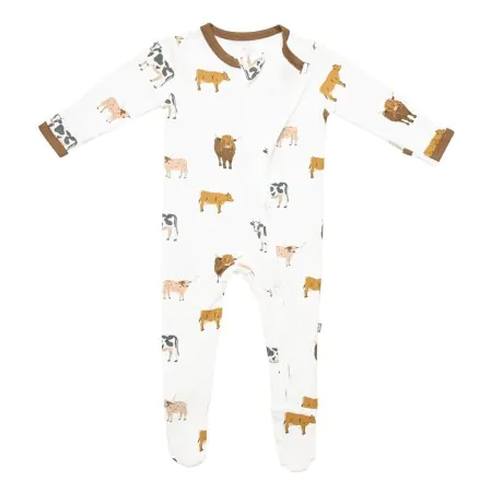 Kyte Baby Printed Zippered Footie - Preemie Moo	1911MO00 840287521399 Tjskids.com