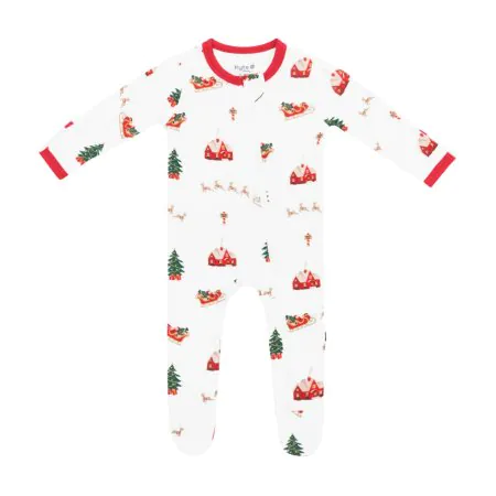 Kyte Baby Printed Zippered Footie - Santa Sleigh Tjskids.com