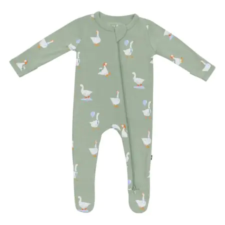 Printed Zippered Footie - Silly Goose 12 - 18 months