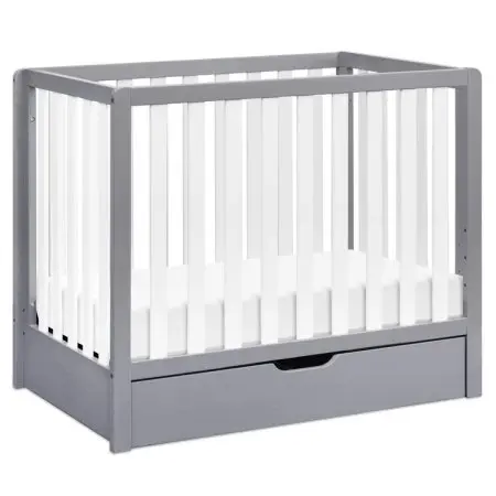 Colby 4-In-1 Mini Crib with Trundle - Grey/White
