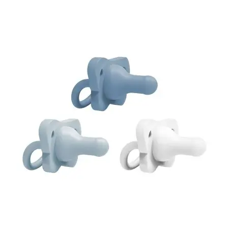 Dr. Browns HappyPaci One-Piece Silicone Pacifier 3 Pack - Lt. Blue/Blue/White